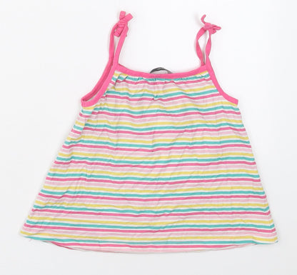 George Girls Pink Striped Cotton Basic Tank Size 3-4 Years Scoop Neck Pullover - Yellow and Green