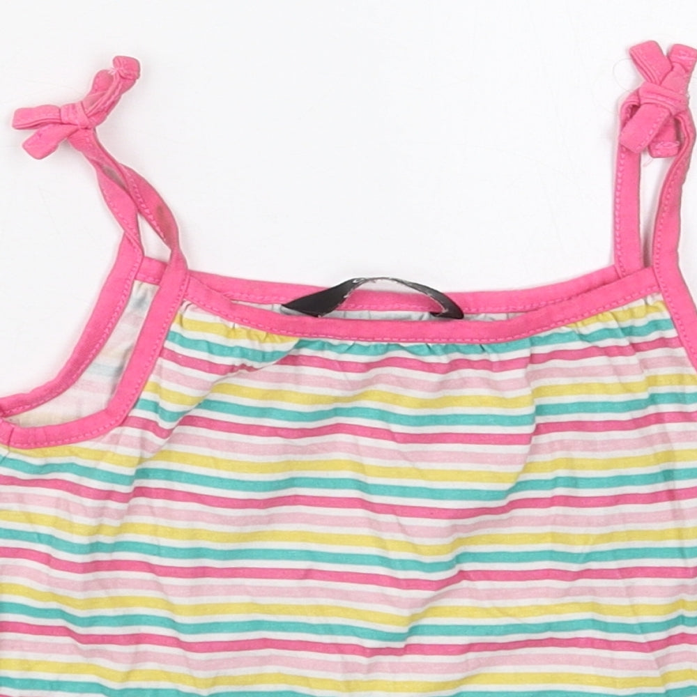 George Girls Pink Striped Cotton Basic Tank Size 3-4 Years Scoop Neck Pullover - Yellow and Green