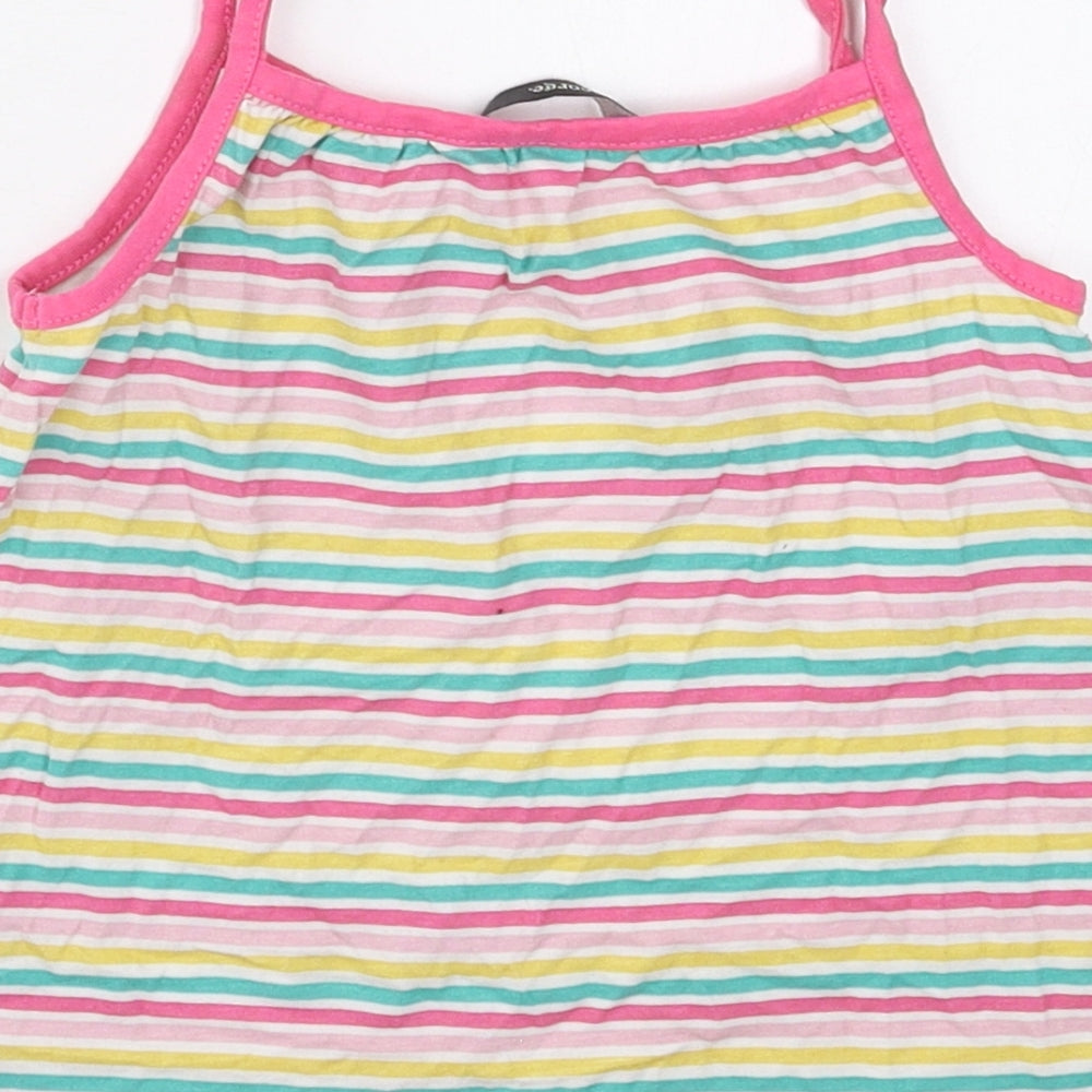 George Girls Pink Striped Cotton Basic Tank Size 3-4 Years Scoop Neck Pullover - Yellow and Green