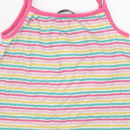 George Girls Pink Striped Cotton Basic Tank Size 3-4 Years Scoop Neck Pullover - Yellow and Green