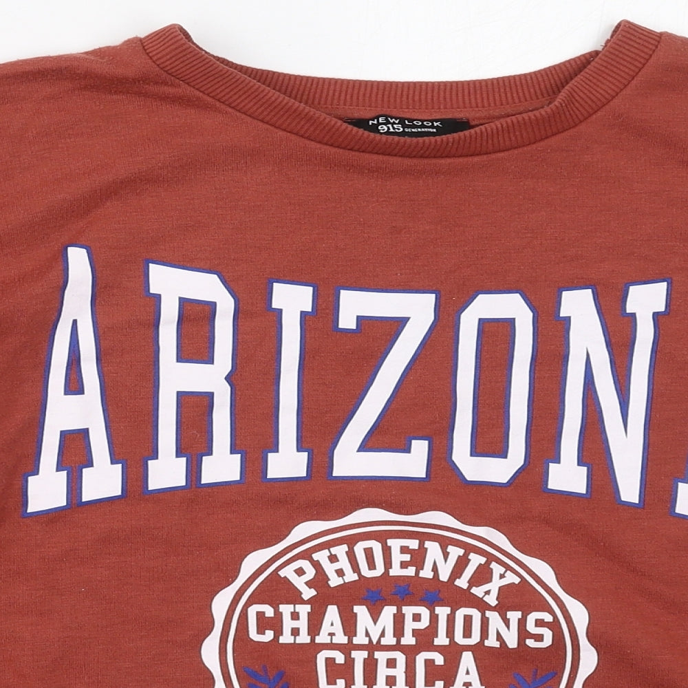 New Look Girls Brown  Cotton Pullover Sweatshirt Size 14-15 Years  Pullover - Arizona
