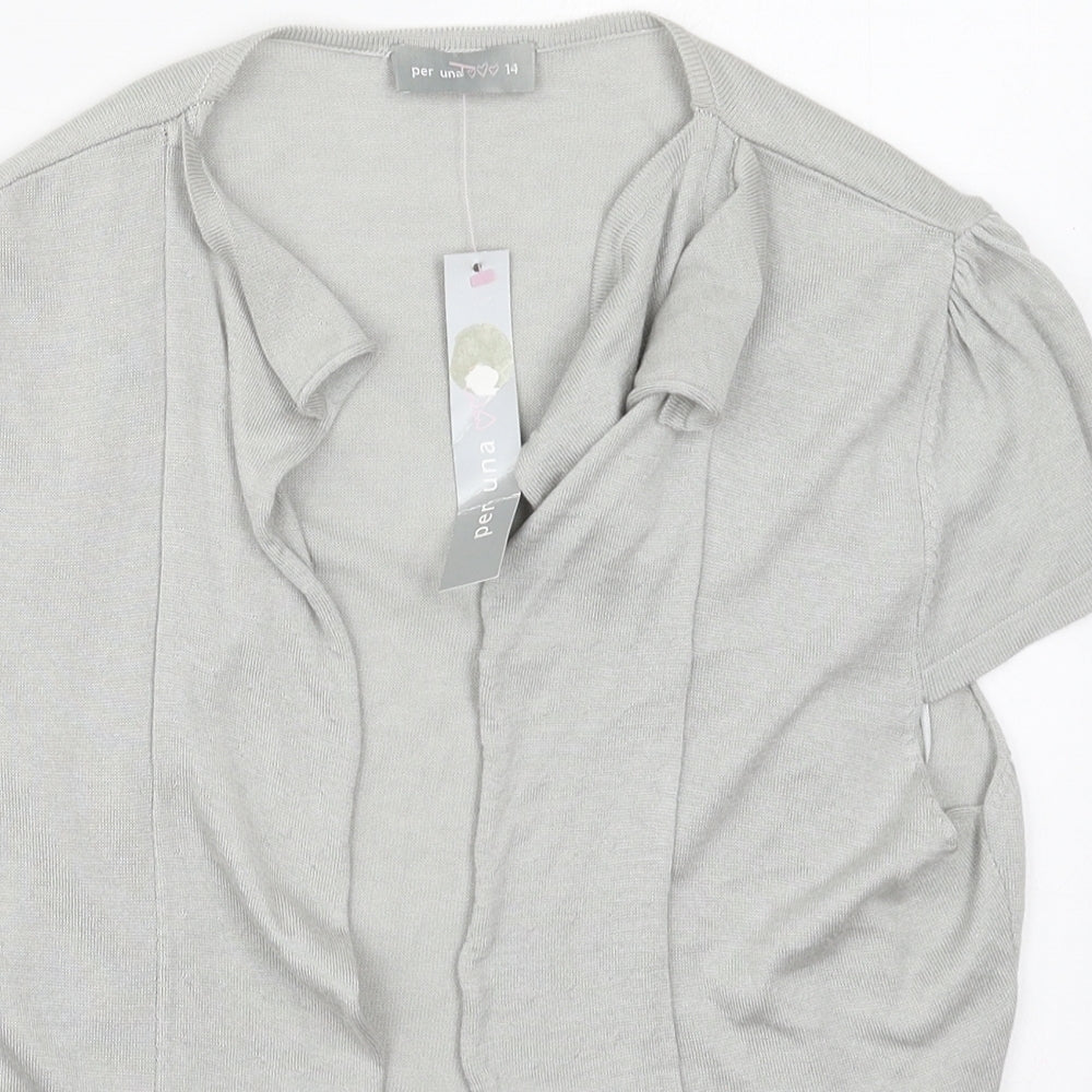 Womens UK Size 14 Per Una Grey Cardigan Jumper