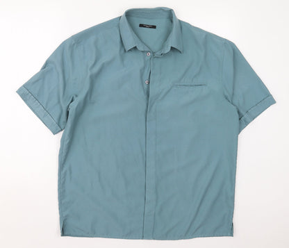 St Bernard Mens Blue  Polyester  Button-Up Size M Collared Button