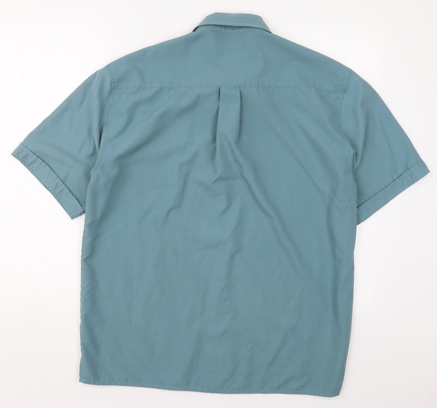 St Bernard Mens Blue  Polyester  Button-Up Size M Collared Button