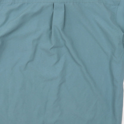 St Bernard Mens Blue  Polyester  Button-Up Size M Collared Button