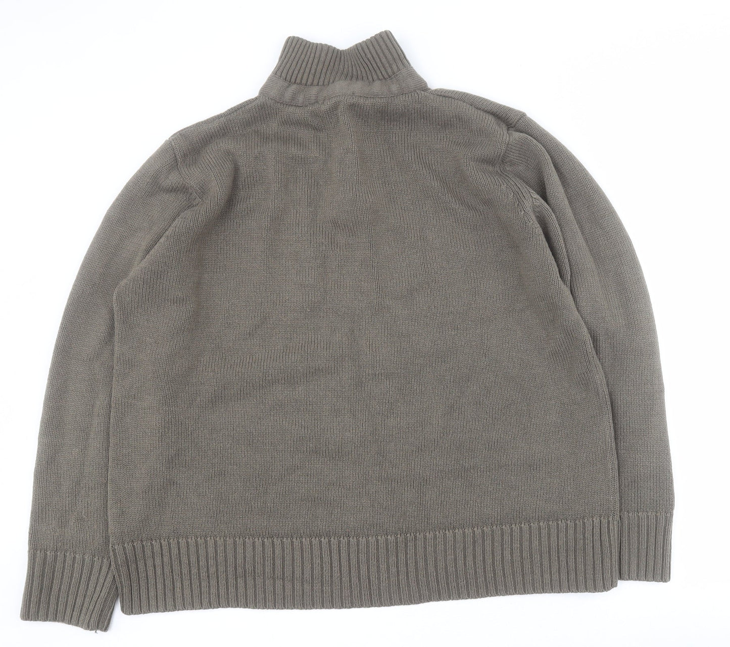 George Mens Green High Neck  Acrylic Henley Jumper