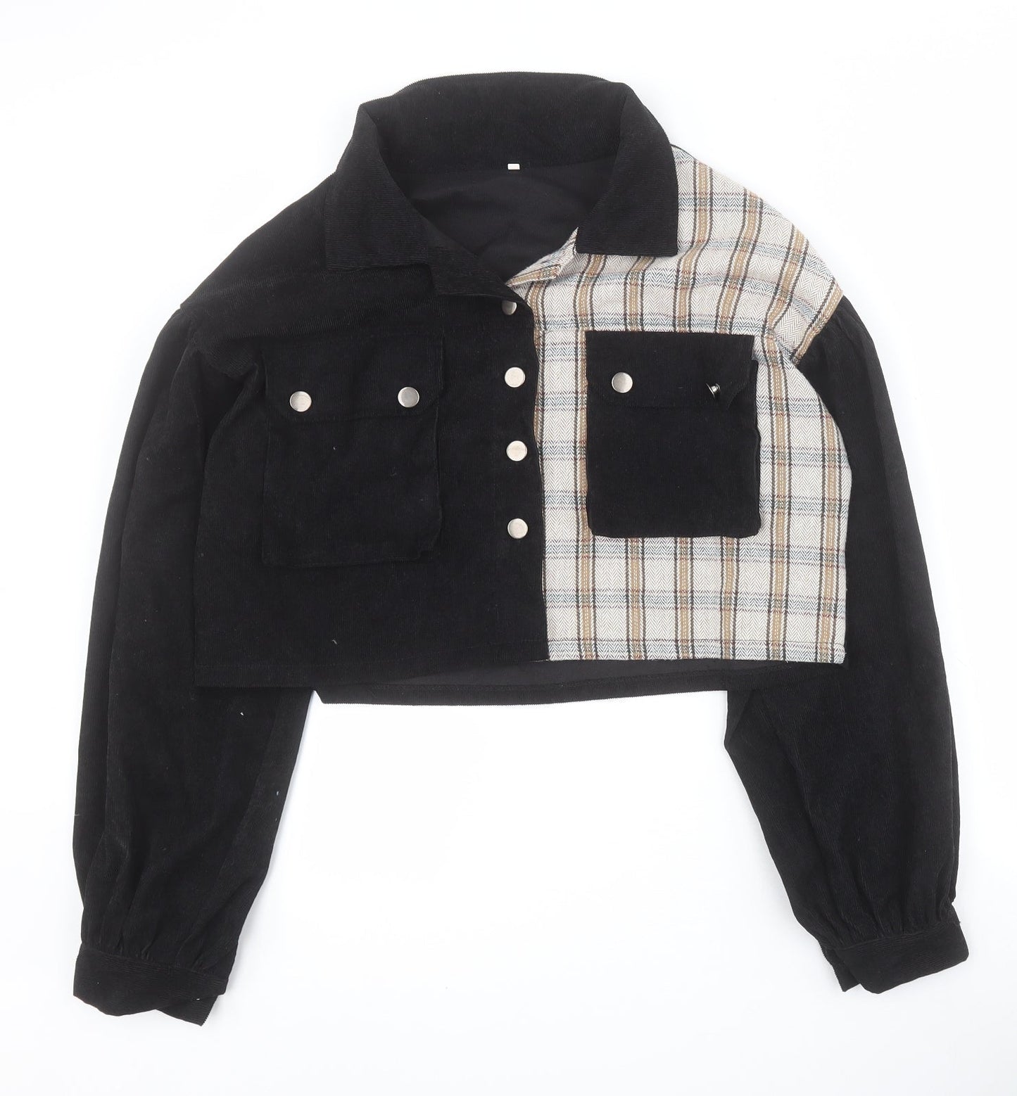 SheIn Womens Black Plaid  Jacket  Size M  Button