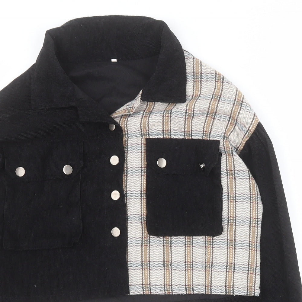 SheIn Womens Black Plaid  Jacket  Size M  Button