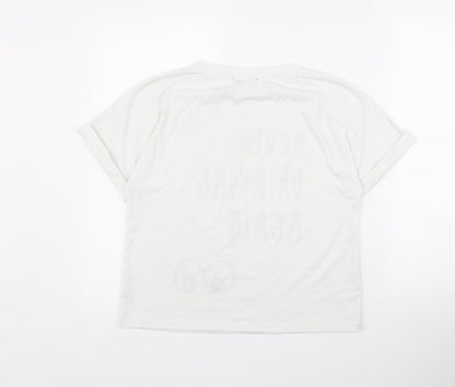 SheIn Womens White  Polyester Basic T-Shirt Size S Round Neck - 'Never Drinking Again...'