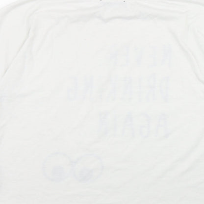 SheIn Womens White  Polyester Basic T-Shirt Size S Round Neck - 'Never Drinking Again...'