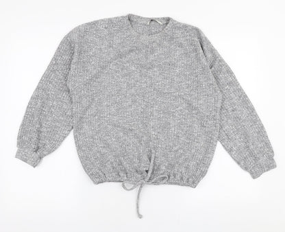 George Womens Grey Round Neck  Polyester Pullover Jumper Size S