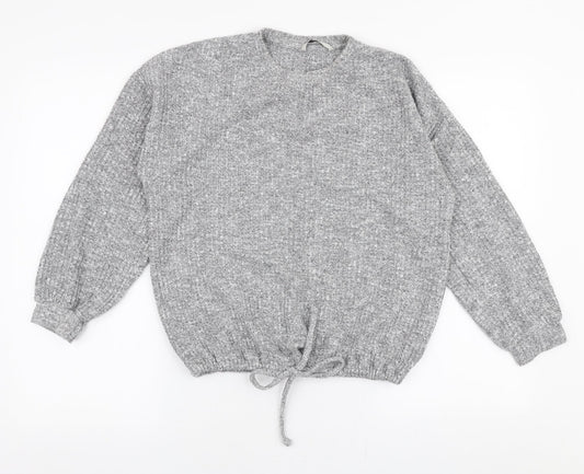 George Womens Grey Round Neck  Polyester Pullover Jumper Size S