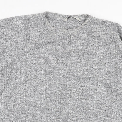George Womens Grey Round Neck  Polyester Pullover Jumper Size S