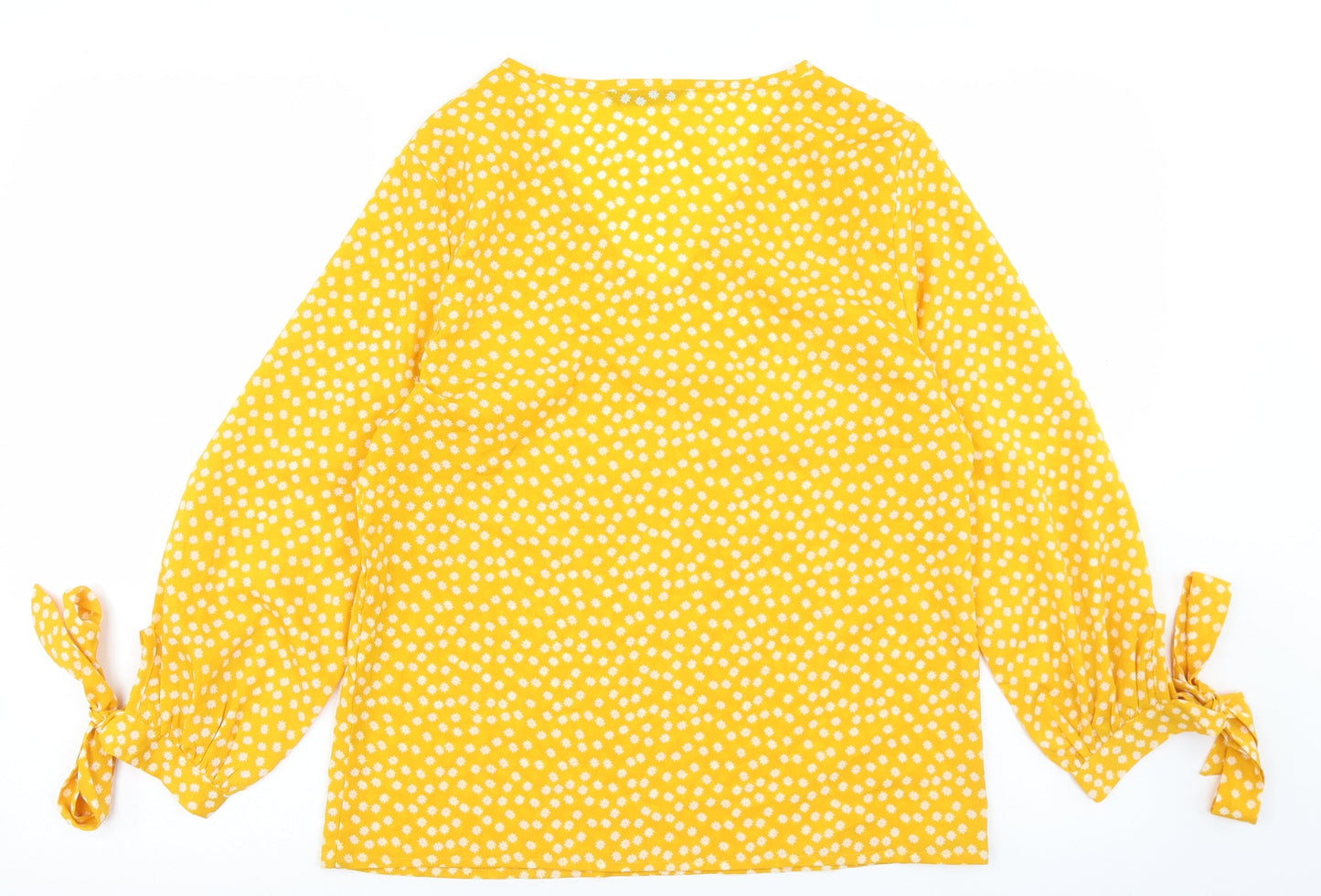 SheIn Womens Yellow Floral Polyester Basic Blouse Size S V-Neck