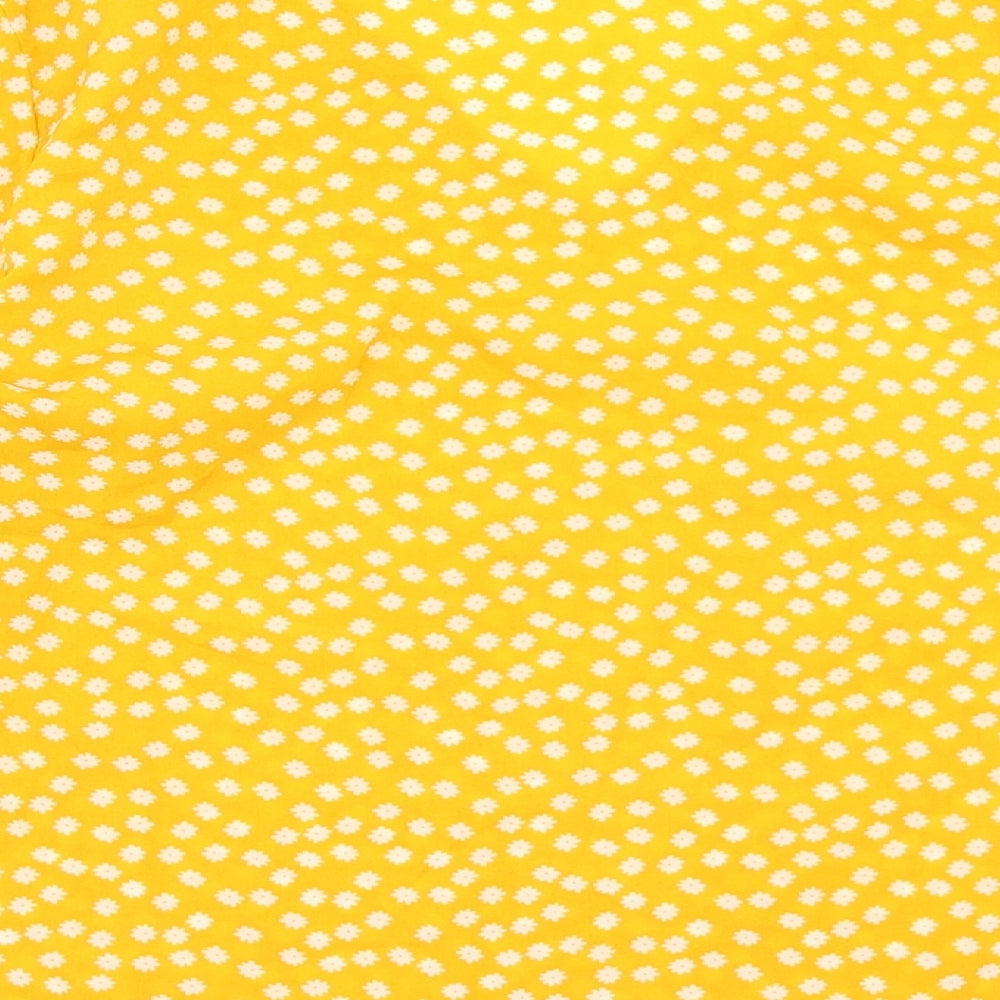 SheIn Womens Yellow Floral Polyester Basic Blouse Size S V-Neck