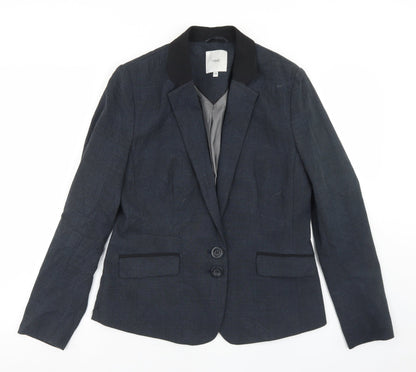 NEXT Womens Blue Plaid Polyester Jacket Blazer Size 12