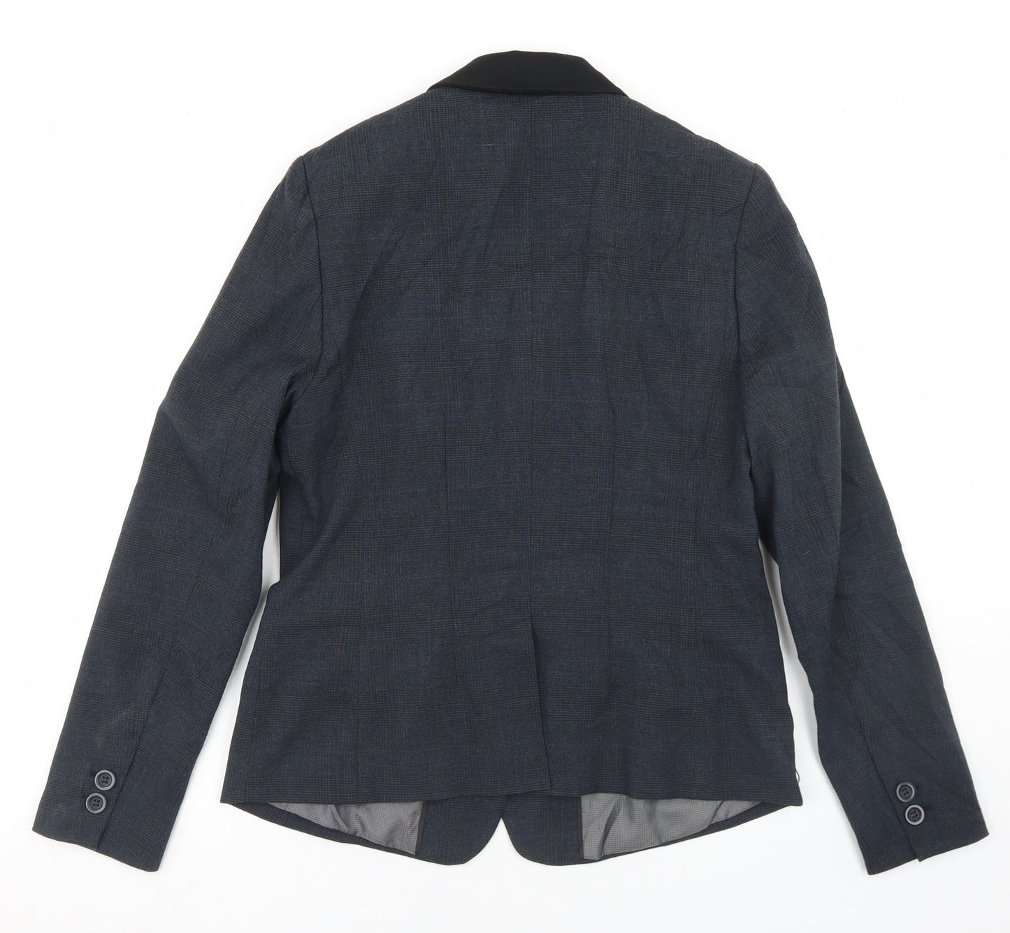 NEXT Womens Blue Plaid Polyester Jacket Blazer Size 12