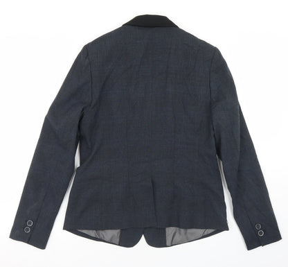 NEXT Womens Blue Plaid Polyester Jacket Blazer Size 12