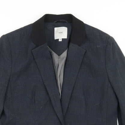 NEXT Womens Blue Plaid Polyester Jacket Blazer Size 12