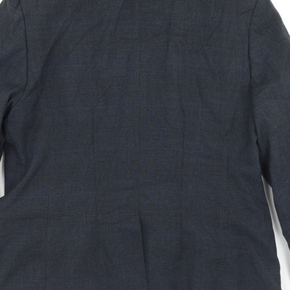 NEXT Womens Blue Plaid Polyester Jacket Blazer Size 12