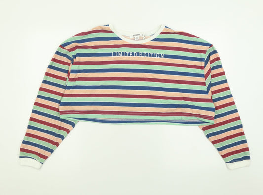 Womens UK Size 8 Missguided Multicoloured Cropped T-Shirt