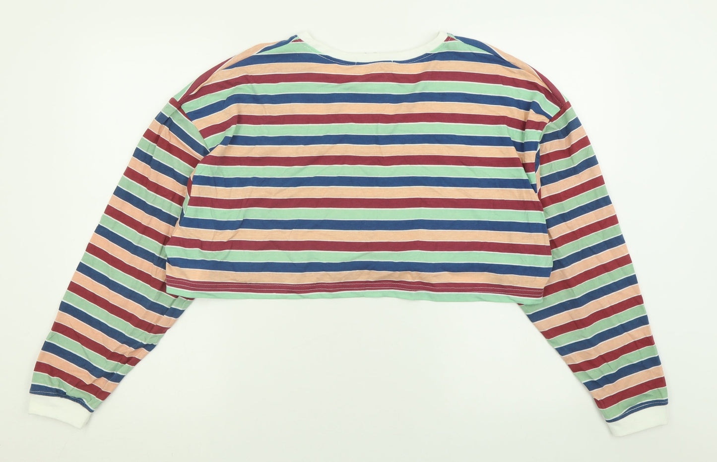 Womens UK Size 8 Missguided Multicoloured Cropped T-Shirt