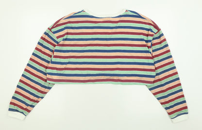 Womens UK Size 8 Missguided Multicoloured Cropped T-Shirt