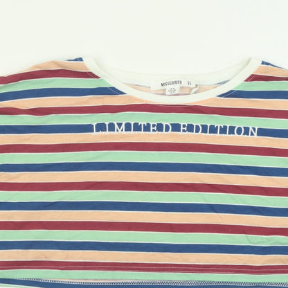 Womens UK Size 8 Missguided Multicoloured Cropped T-Shirt