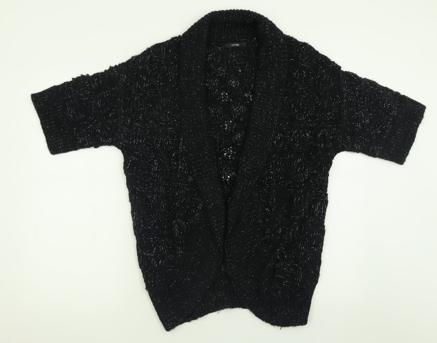 George Womens Black V-Neck  Acrylic Cardigan Jumper Size 8