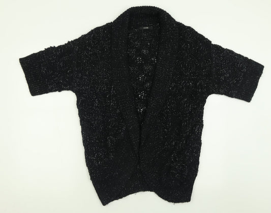 George Womens Black V-Neck  Acrylic Cardigan Jumper Size 8