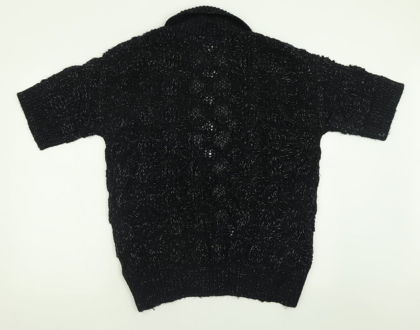 George Womens Black V-Neck  Acrylic Cardigan Jumper Size 8