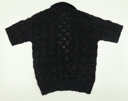 George Womens Black V-Neck  Acrylic Cardigan Jumper Size 8