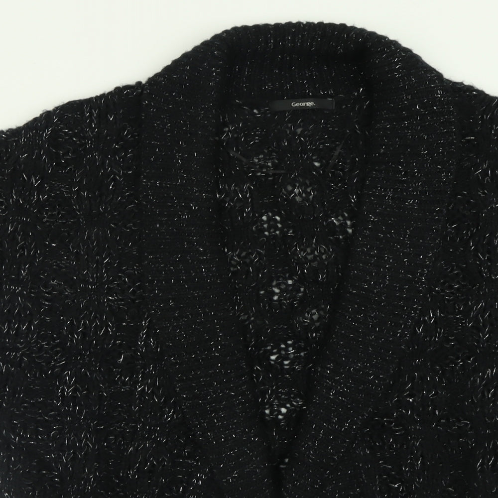 George Womens Black V-Neck  Acrylic Cardigan Jumper Size 8