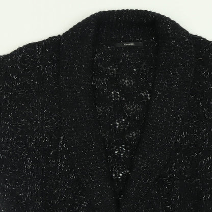 George Womens Black V-Neck  Acrylic Cardigan Jumper Size 8