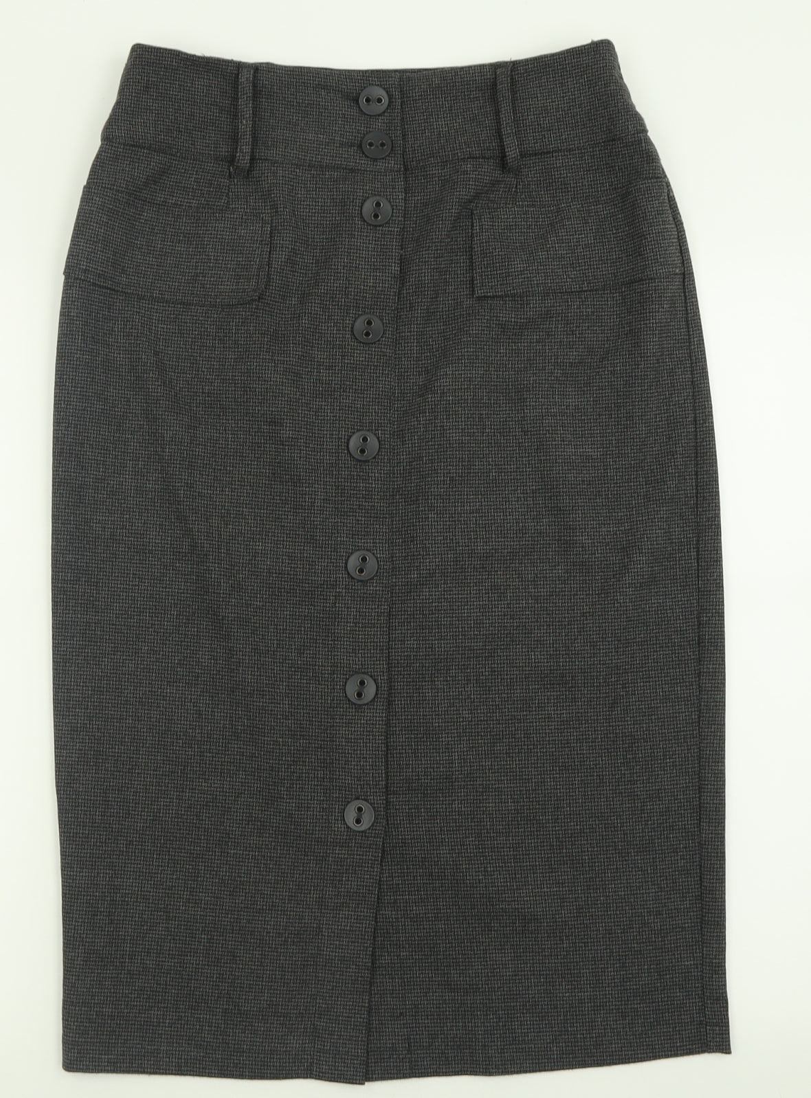 Per Una Womens Grey Plaid Polyester A-Line Skirt Size 12   Button