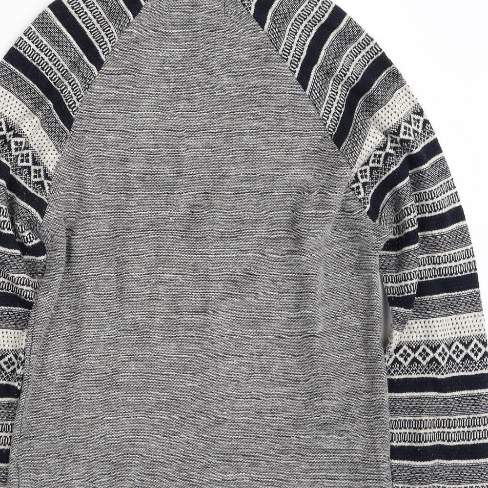 River Island Mens Blue Crew Neck Geometric Acrylic Pullover Jumper Size S