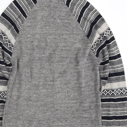 River Island Mens Blue Crew Neck Geometric Acrylic Pullover Jumper Size S