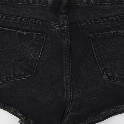 SheIn Womens Black  Cotton Hot Pants Shorts Size S L3 in Regular Button