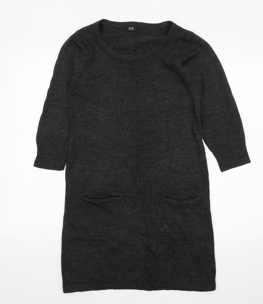 F&F Womens Grey  Acrylic Jacket Dress  Size 10  Round Neck Pullover