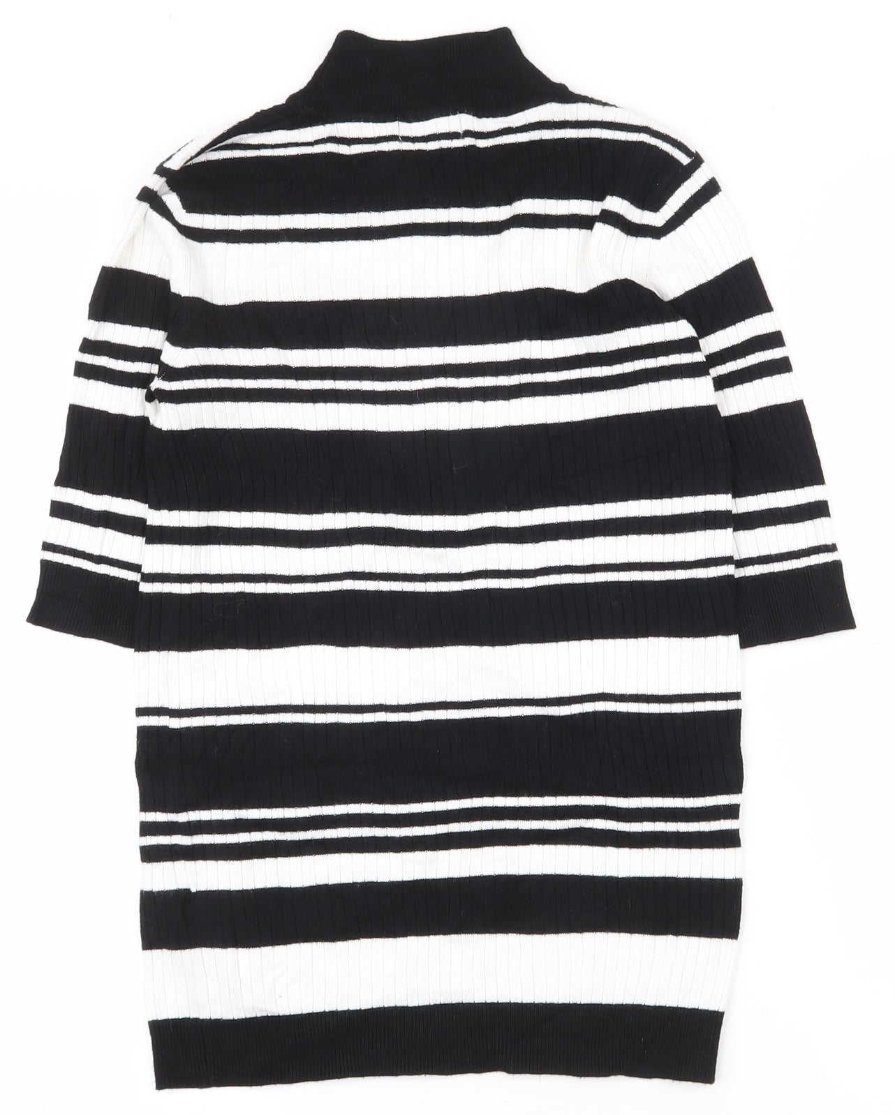 F&F Womens Black High Neck Striped Viscose Pullover Jumper Size 10