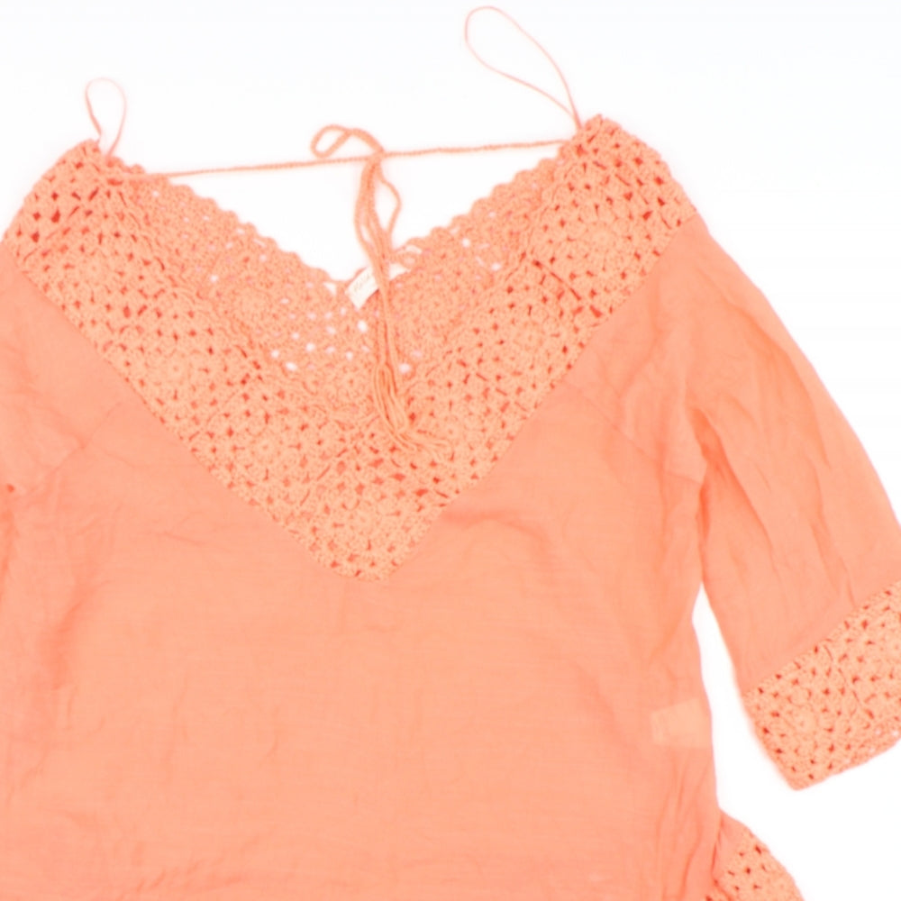 F&F Womens Pink V-Neck  Viscose Pullover Jumper Size S