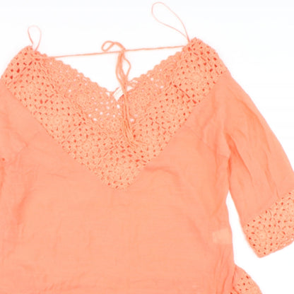 F&F Womens Pink V-Neck  Viscose Pullover Jumper Size S