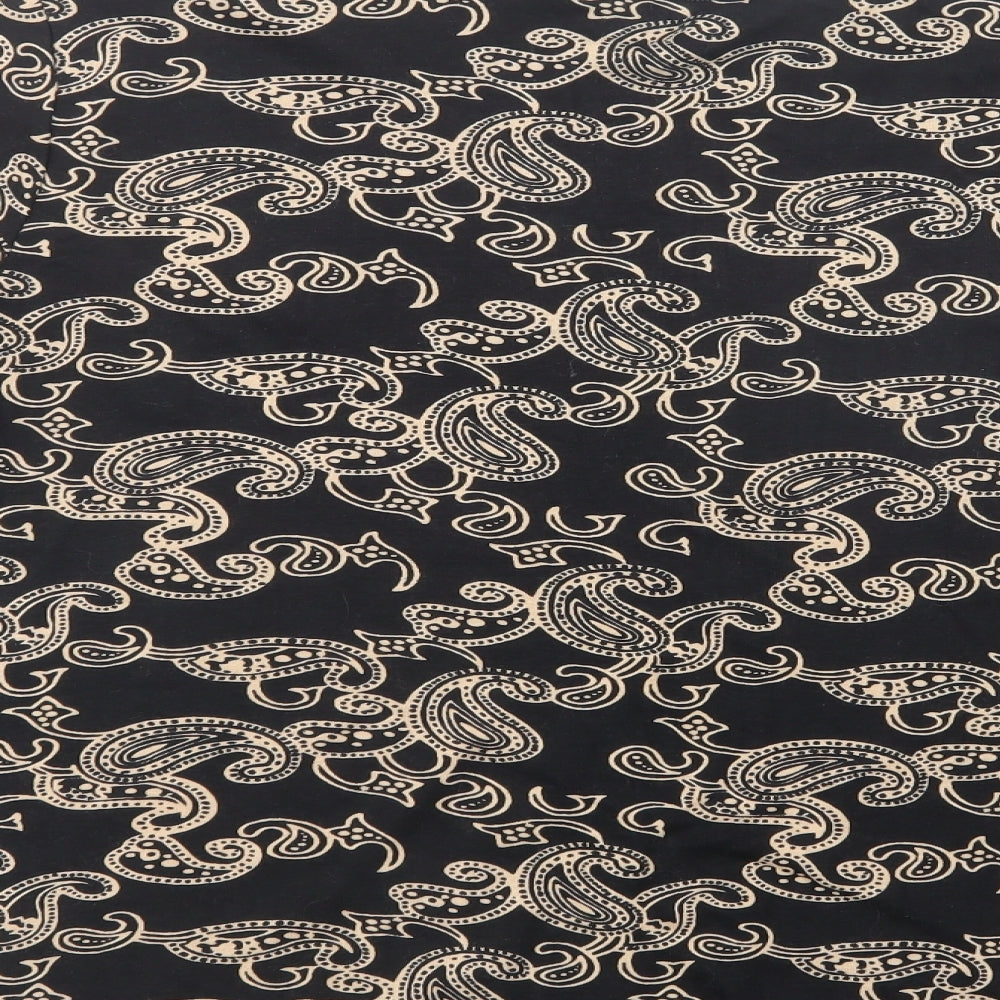 Artacabea Womens Black Paisley Cotton Basic Blouse Size 2XL Crew Neck