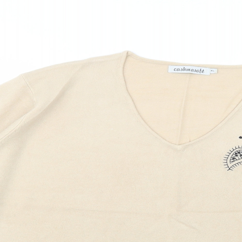 Womens UK Size XL Cashmasoft Beige Pullover Jumper