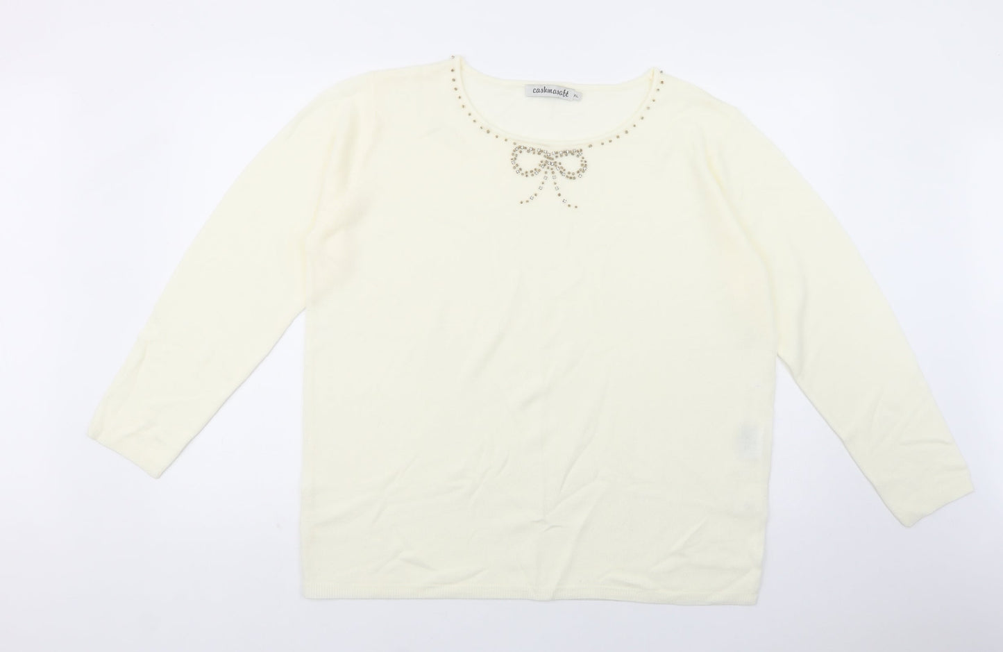 Womens UK Size XL Cashmasoft Ivory Pullover Jumper
