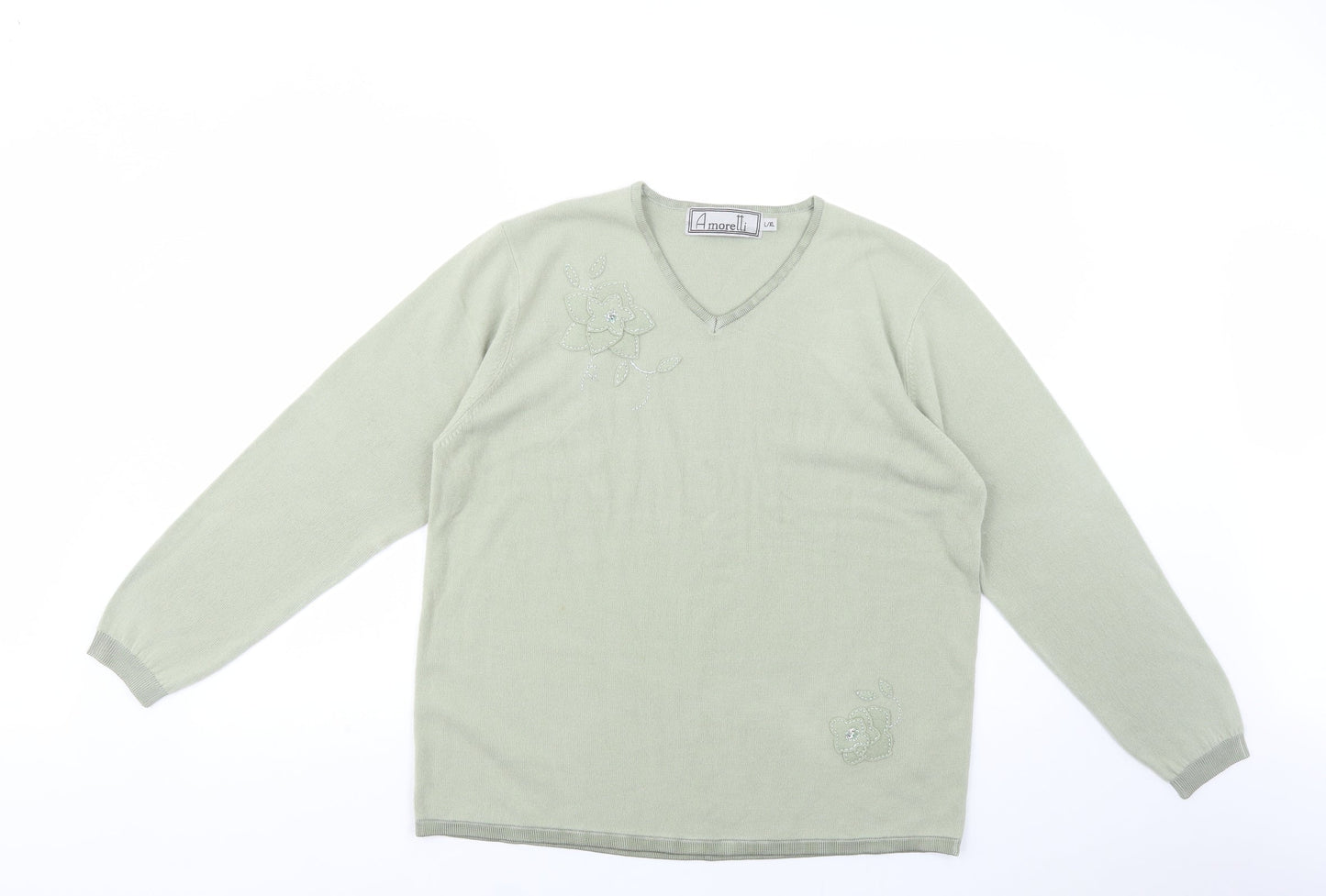 Womens UK Size L Amoretti Green Pullover Jumper