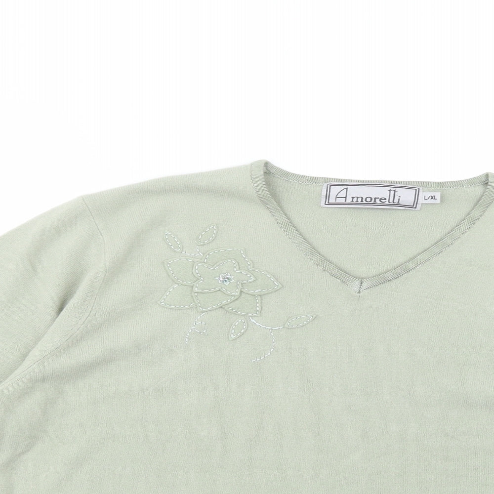 Womens UK Size L Amoretti Green Pullover Jumper