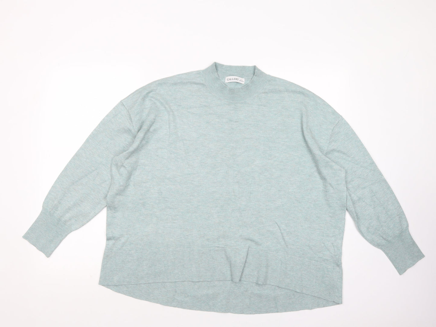 Gallery Womens Green Mock Neck  Viscose Pullover Jumper Size L