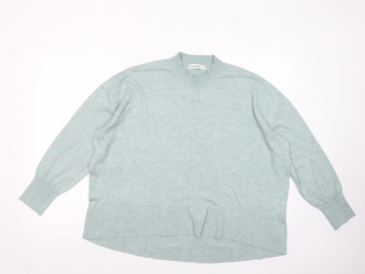 Gallery Womens Green Mock Neck  Viscose Pullover Jumper Size L