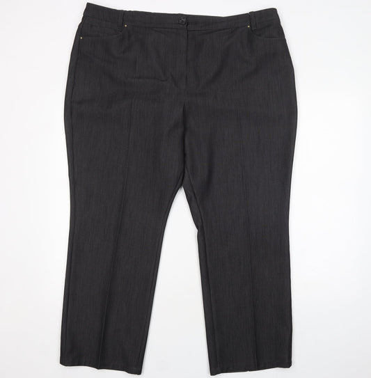 Womens UK Size 20 Marks and Spencer Regular Fit Dress Pants Grey Trousers